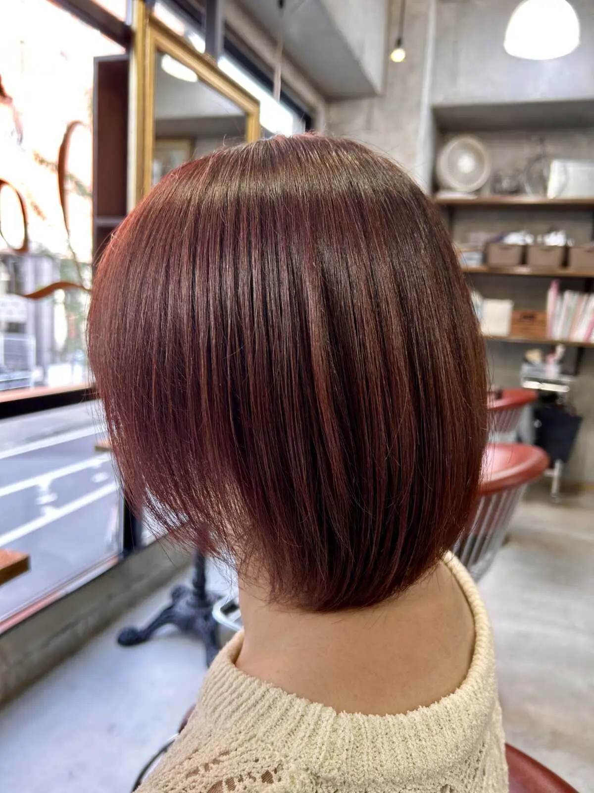 ピンクレッドカラーボブ